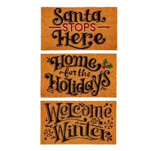 Holiday Greeting Coir Mat, 3 Asst,2rm1244