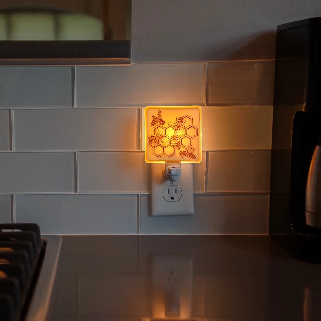 Honey Bees in Honeycomb Night Light