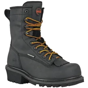 Hoss Men's Cross Cut 8" Composite Toe Waterproof Logger Work Boot - Black 80114
