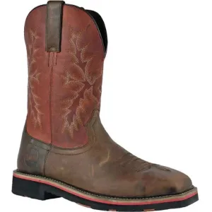 Hoss Men's Landon Cognac 11" Steel Toe Western Work Boot - Cognac/Red 92045