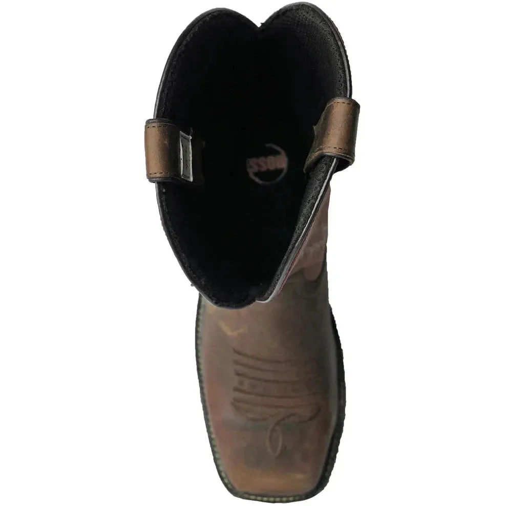 Hoss Men's Landon Cognac 11" Steel Toe Western Work Boot - Cognac/Red 92045