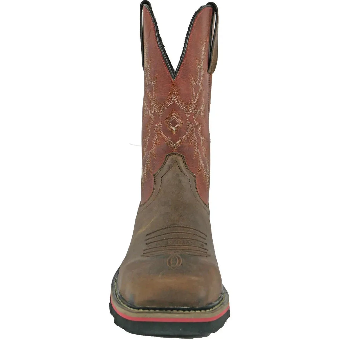 Hoss Men's Landon Cognac 11" Steel Toe Western Work Boot - Cognac/Red 92045