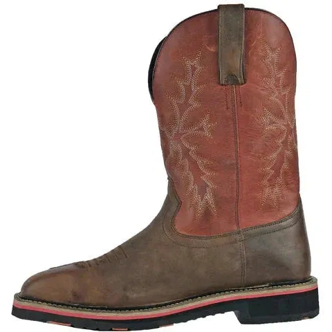 Hoss Men's Landon Cognac 11" Steel Toe Western Work Boot - Cognac/Red 92045