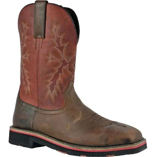 Hoss Men's Landon Cognac 11" Steel Toe Western Work Boot - Cognac/Red 92045