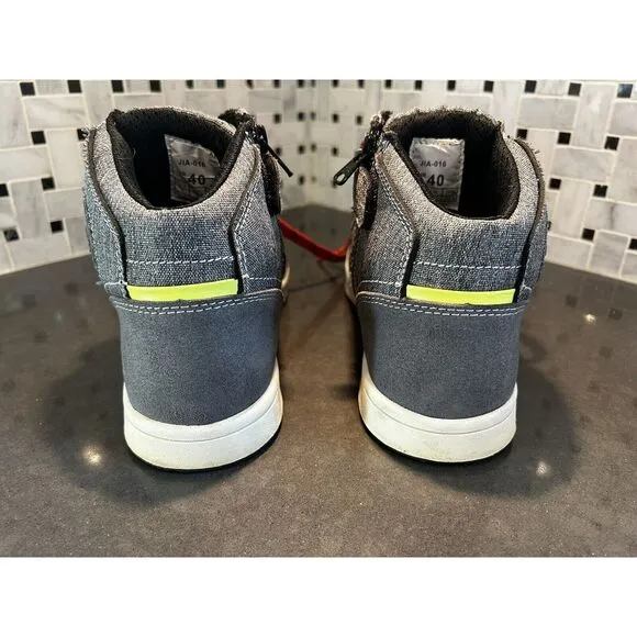 IRON JIA'S Motorcycle Shoes Hi Top Boot Gray Canvas Side Zipper Lace Up‎ US 7