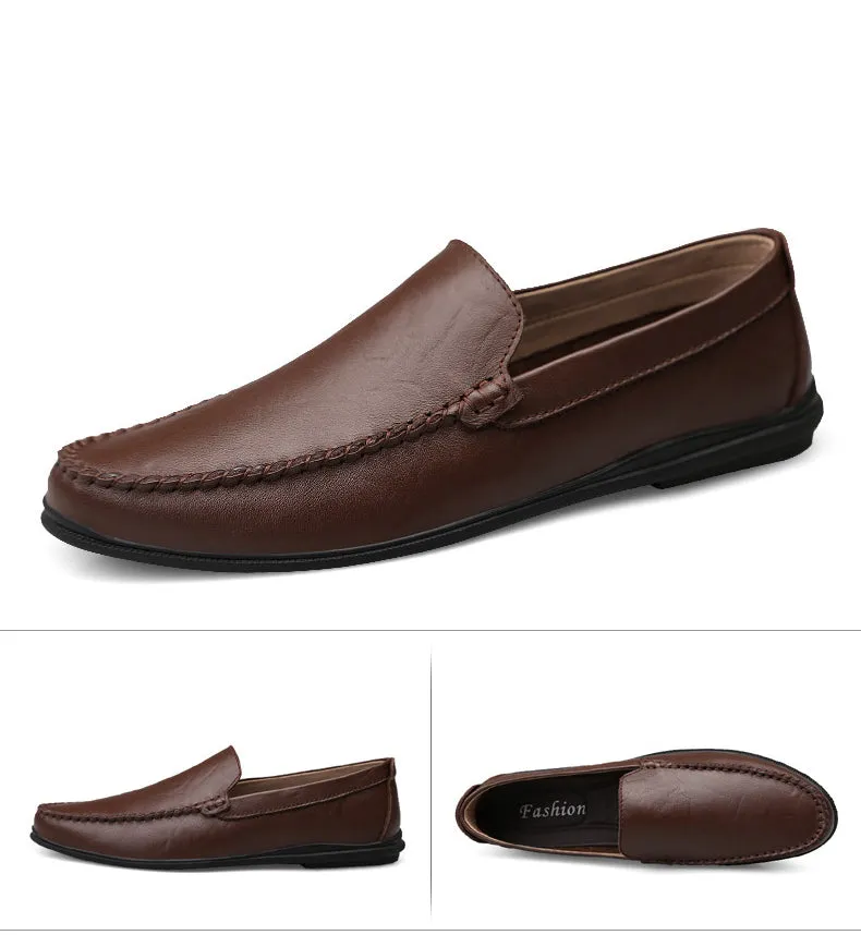 Italian Mens Shoes Casual Luxury Brand Summer  Loafers Split Leather