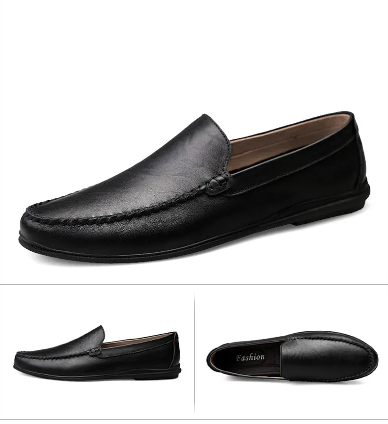 Italian Mens Shoes Casual Luxury Brand Summer  Loafers Split Leather