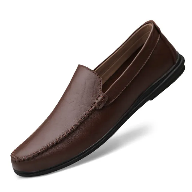 Italian Mens Shoes Casual Luxury Brand Summer  Loafers Split Leather