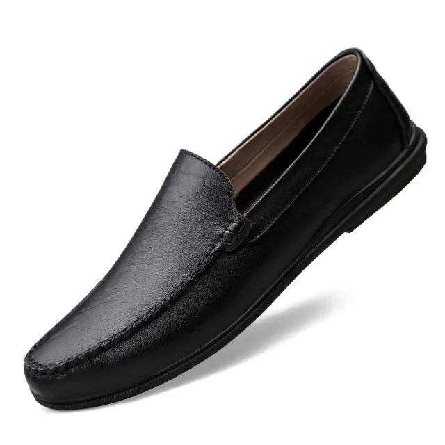 Italian Mens Shoes Casual Luxury Brand Summer  Loafers Split Leather