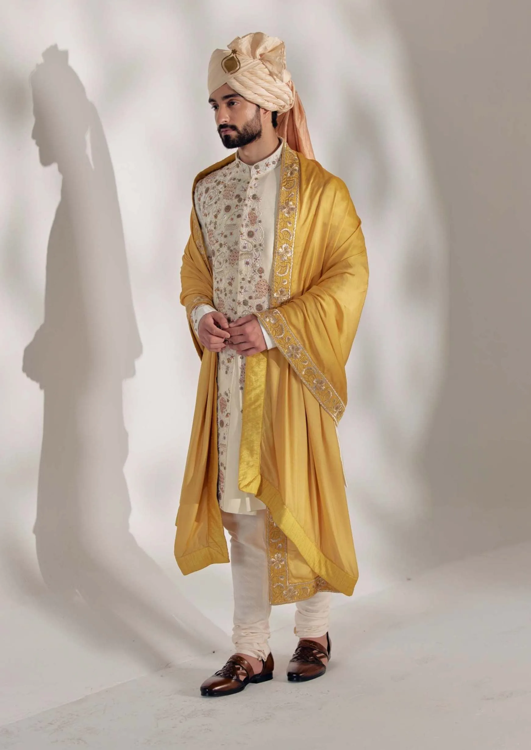 Ivory Ochre Sherwani Set