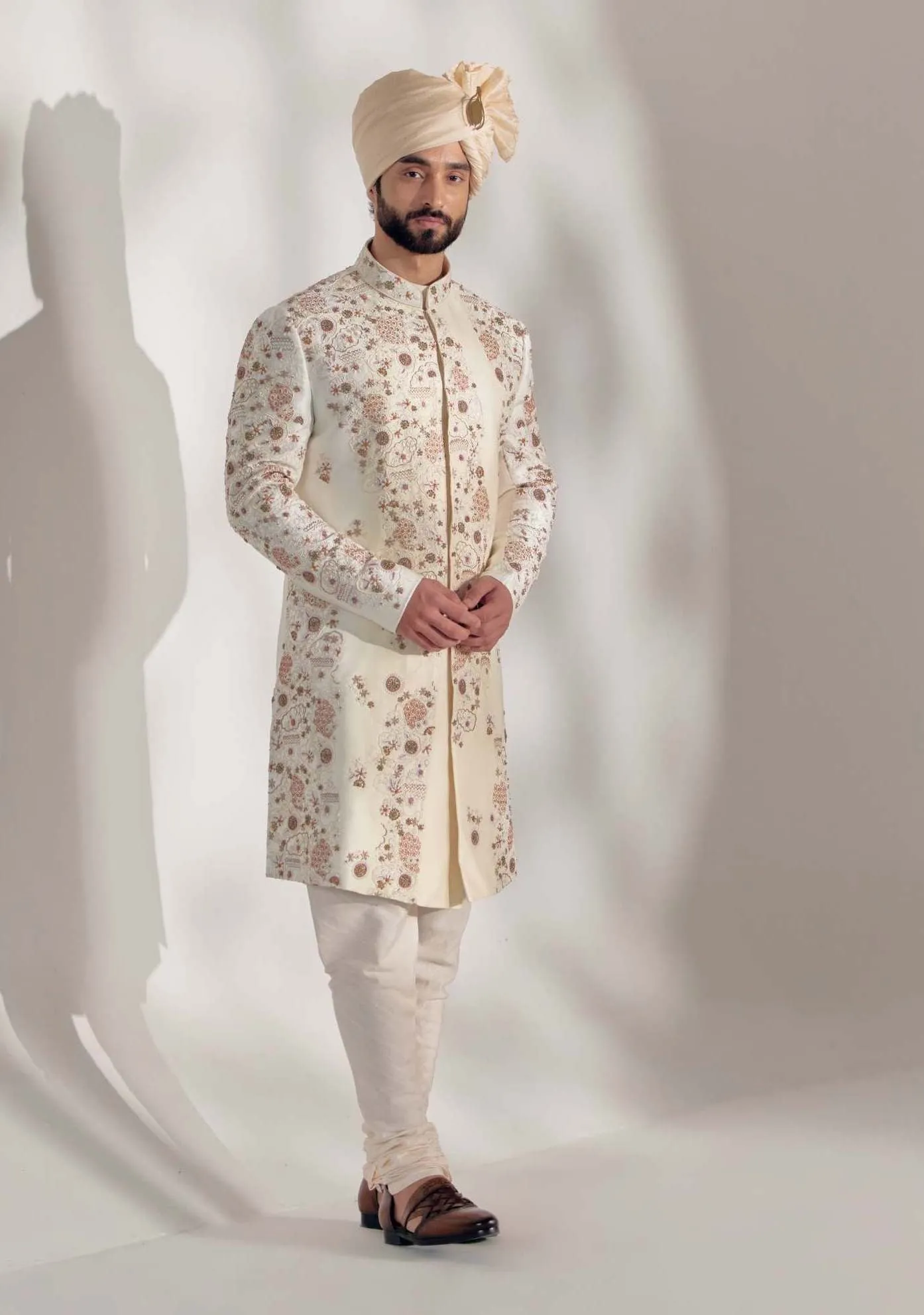 Ivory Ochre Sherwani Set