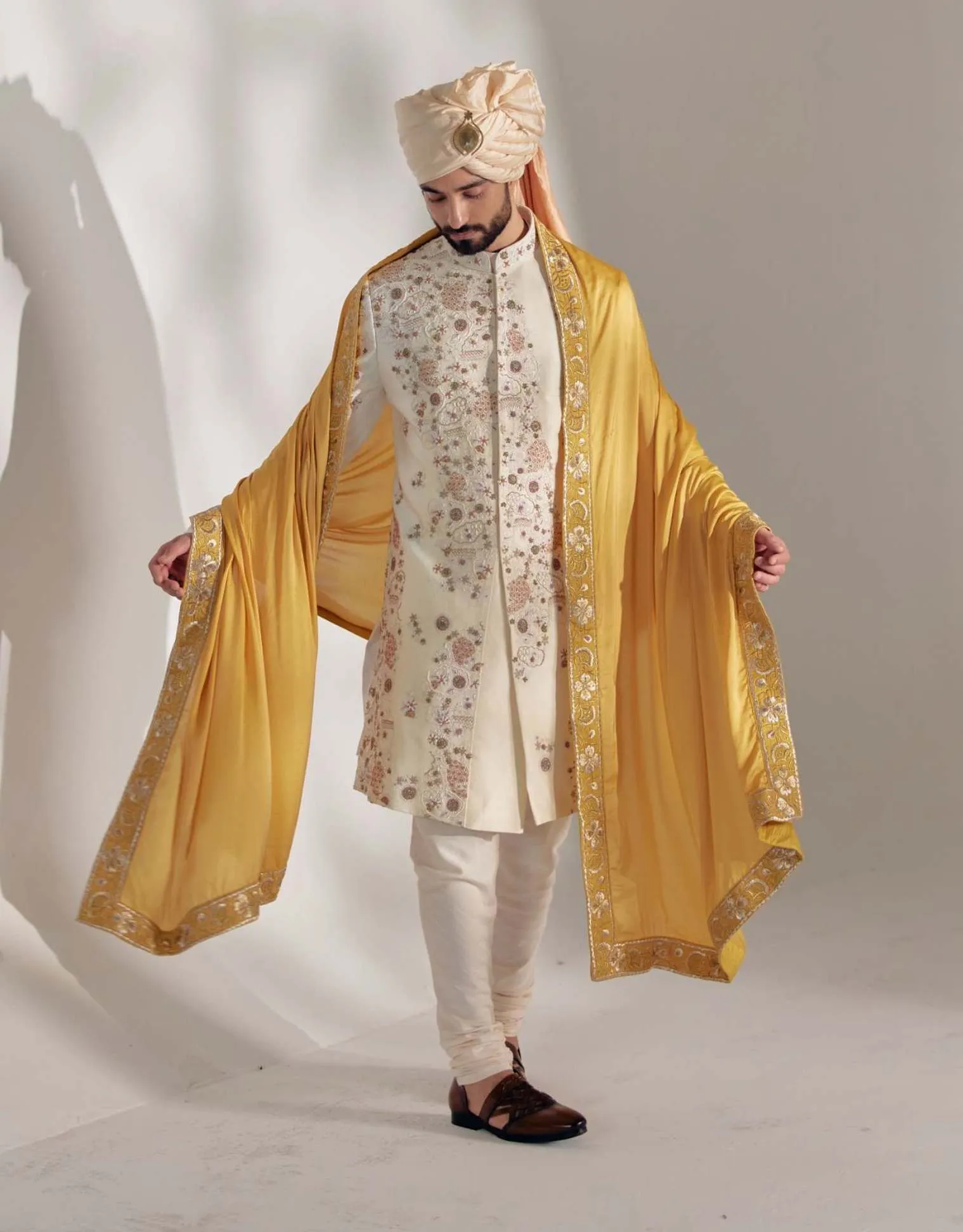 Ivory Ochre Sherwani Set