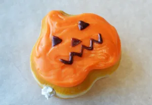 Jackolantern Pumpkin Halloween Doughnut Magnet, Polymer Clay Fridge Magnet