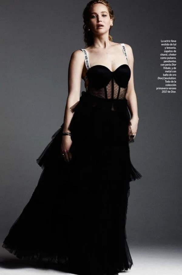 Jennifer Lawrence Black Dress Corset Prom Dress