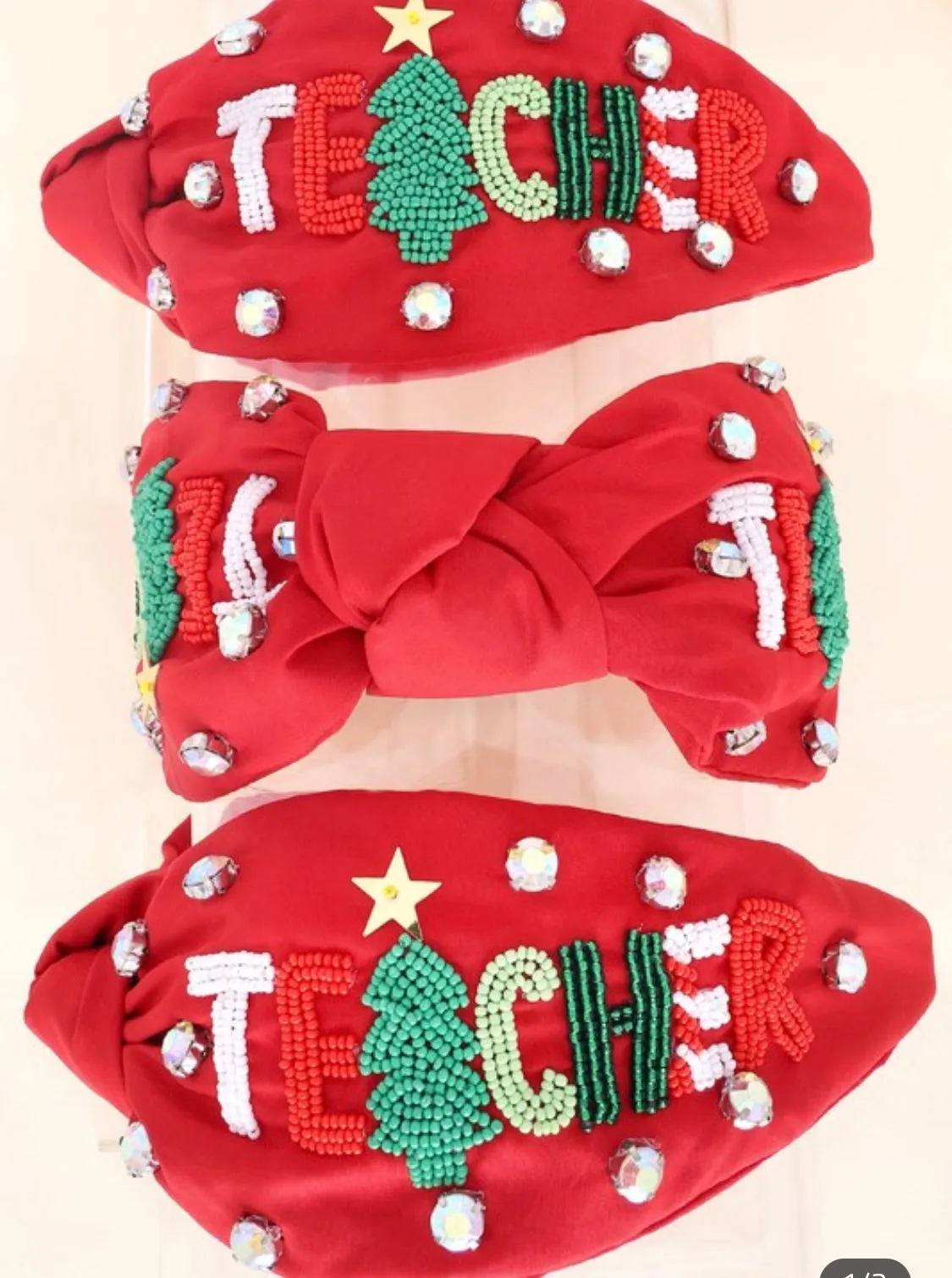 Jeweled Teacher Christmas Headband
