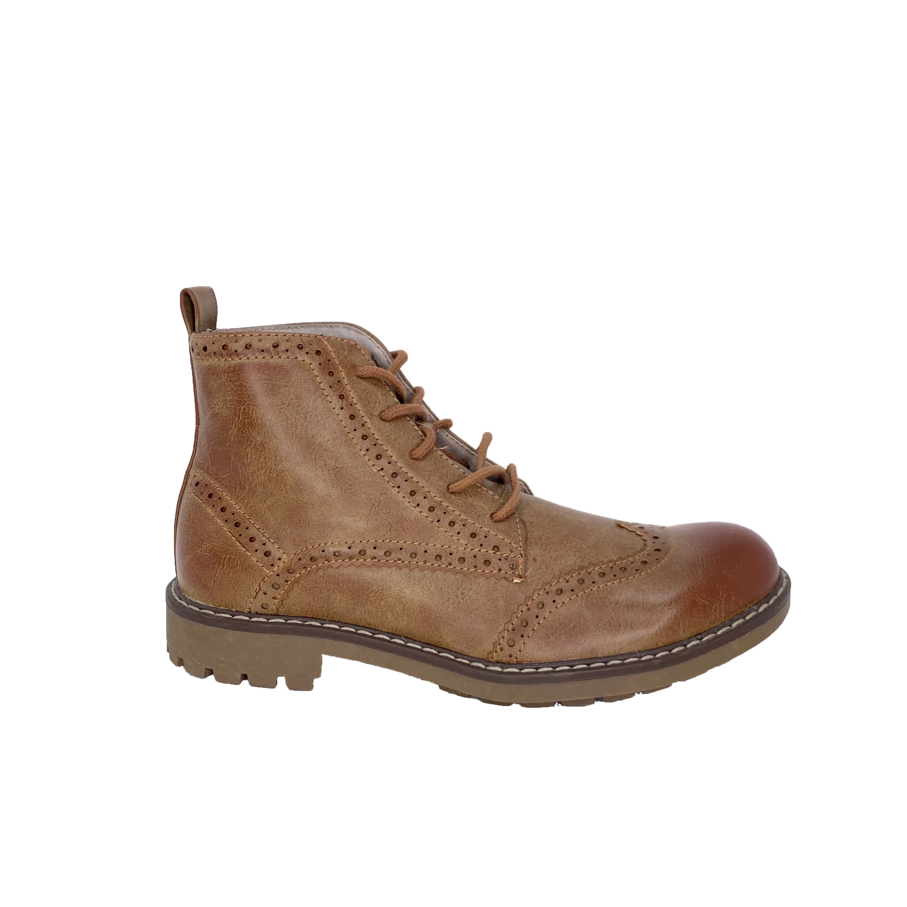 John Cognac Faux Leather Ankle Boots