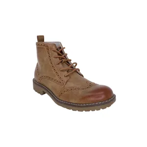 John Cognac Faux Leather Ankle Boots
