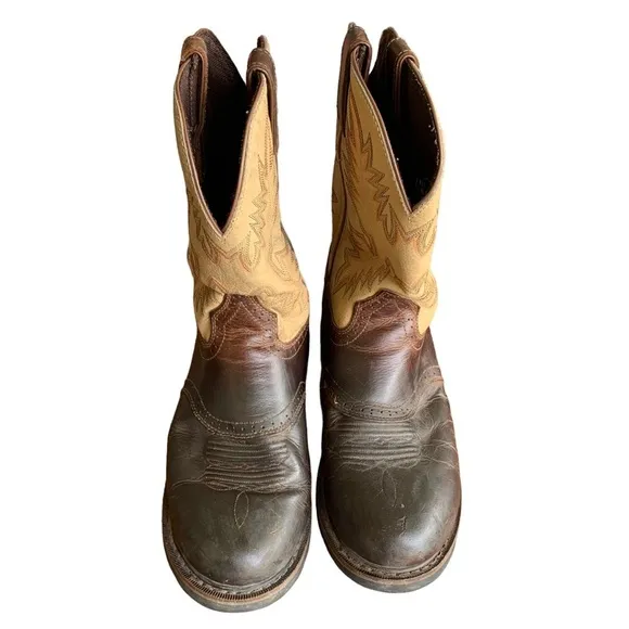 Justin Original Work Boots Size 13 D Wide Stampede Leather Cowboy Western WK4660