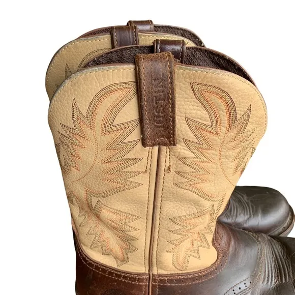 Justin Original Work Boots Size 13 D Wide Stampede Leather Cowboy Western WK4660