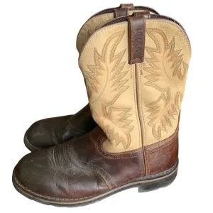 Justin Original Work Boots Size 13 D Wide Stampede Leather Cowboy Western WK4660