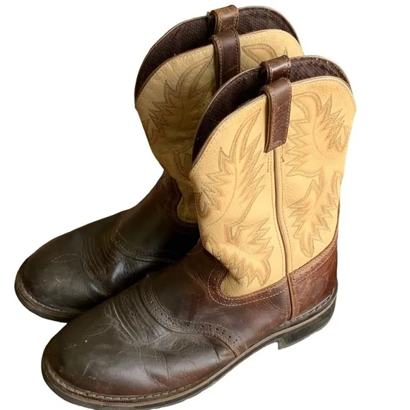 Justin Original Work Boots Size 13 D Wide Stampede Leather Cowboy Western WK4660