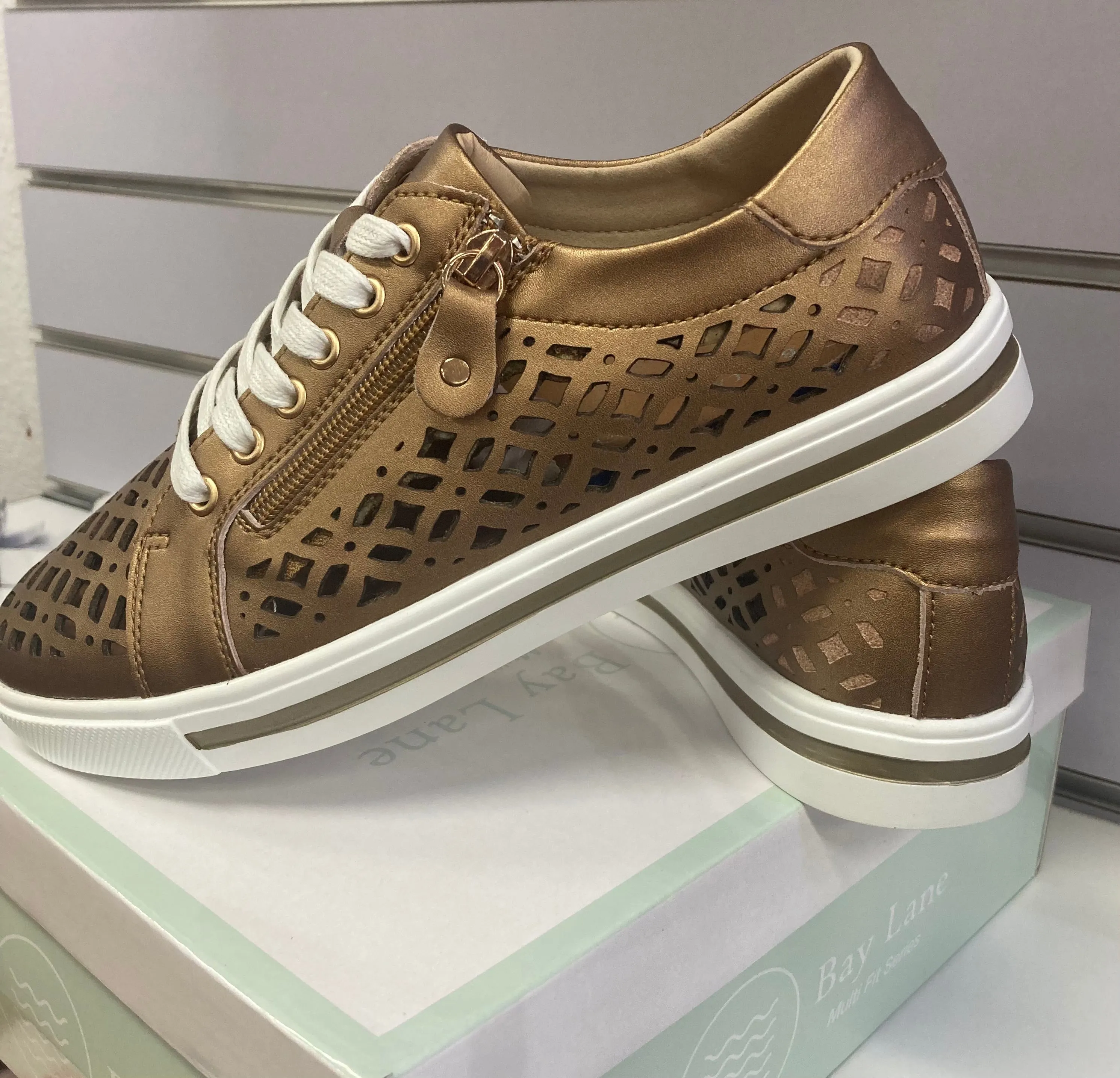 Kourtney Leather Sneaker In Bronze By Bay Lane