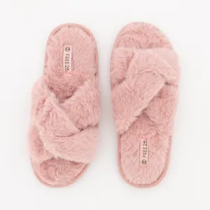 Ladies Interlace Open Toe Slipper - Mauve