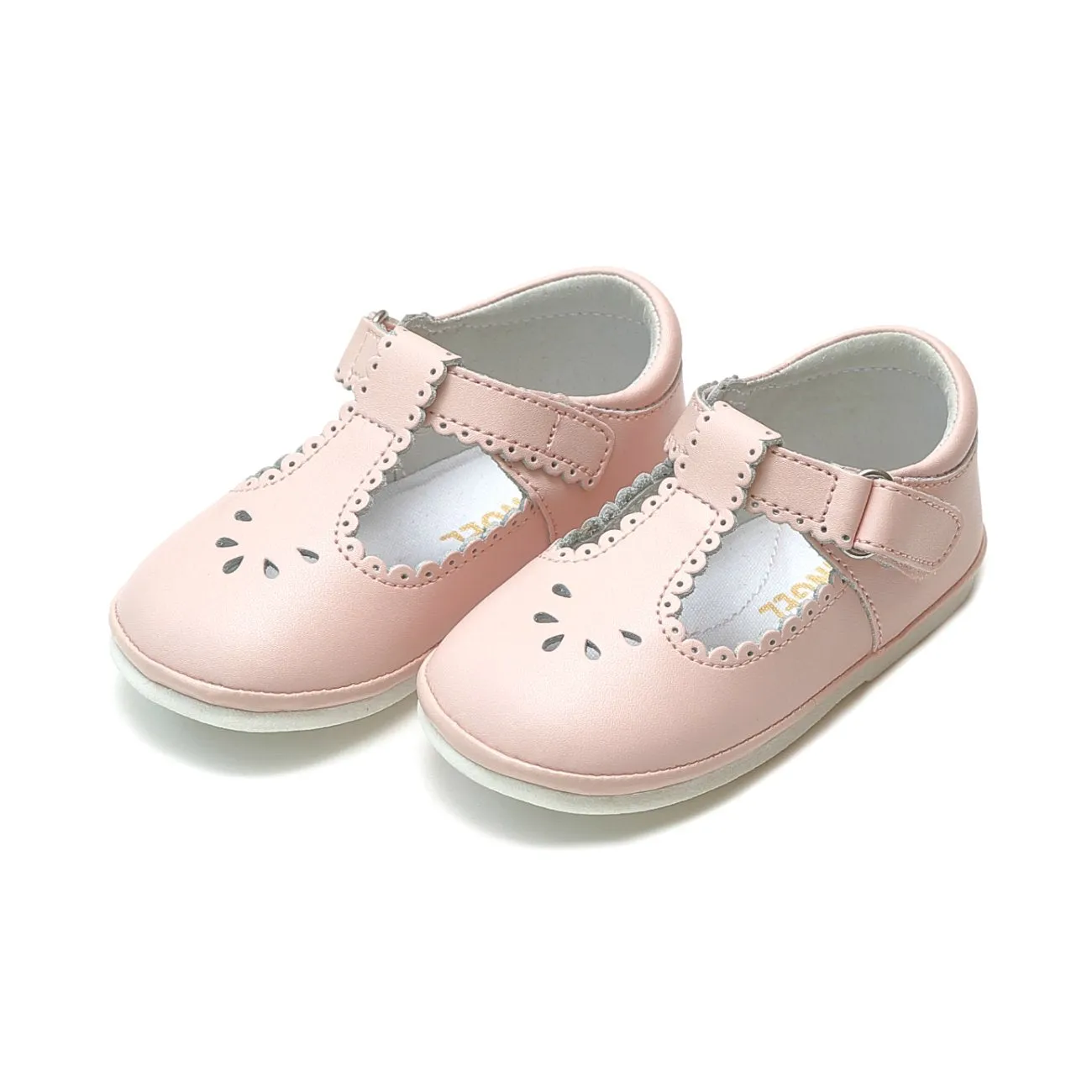 L’Amour Dottie Scalloped T-Strap Mary Jane - Pink