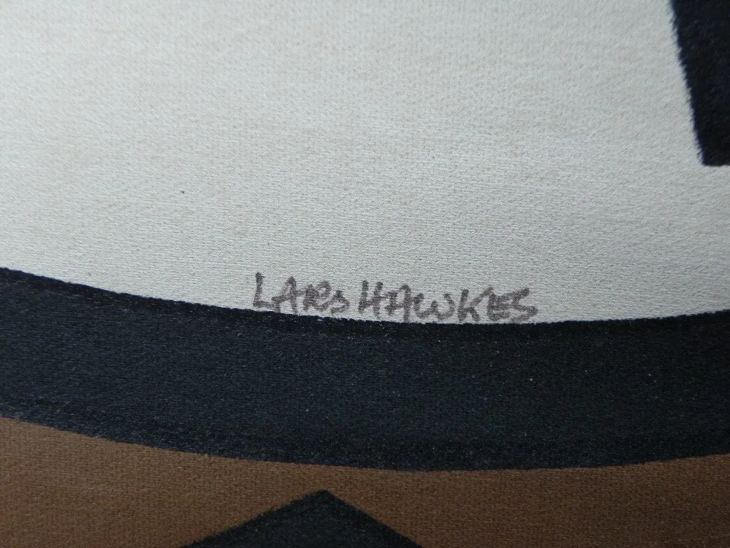 Lars Hawkes Serigraph Wall Hanging, Signed 1970s Native American-inspired