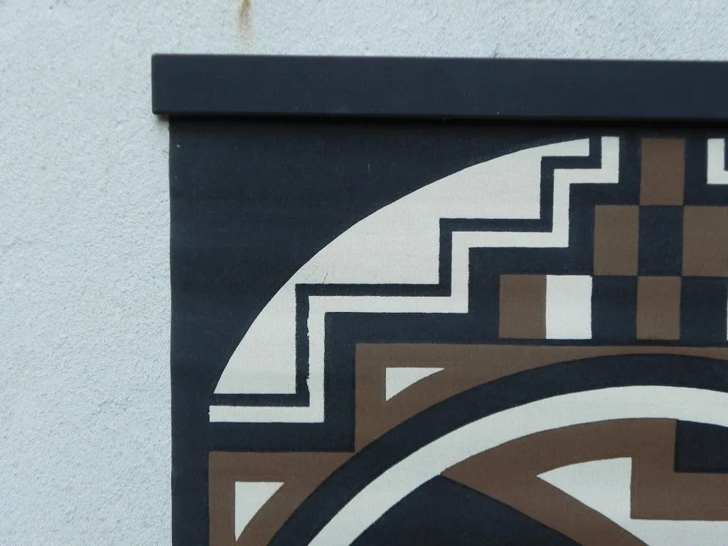 Lars Hawkes Serigraph Wall Hanging, Signed 1970s Native American-inspired