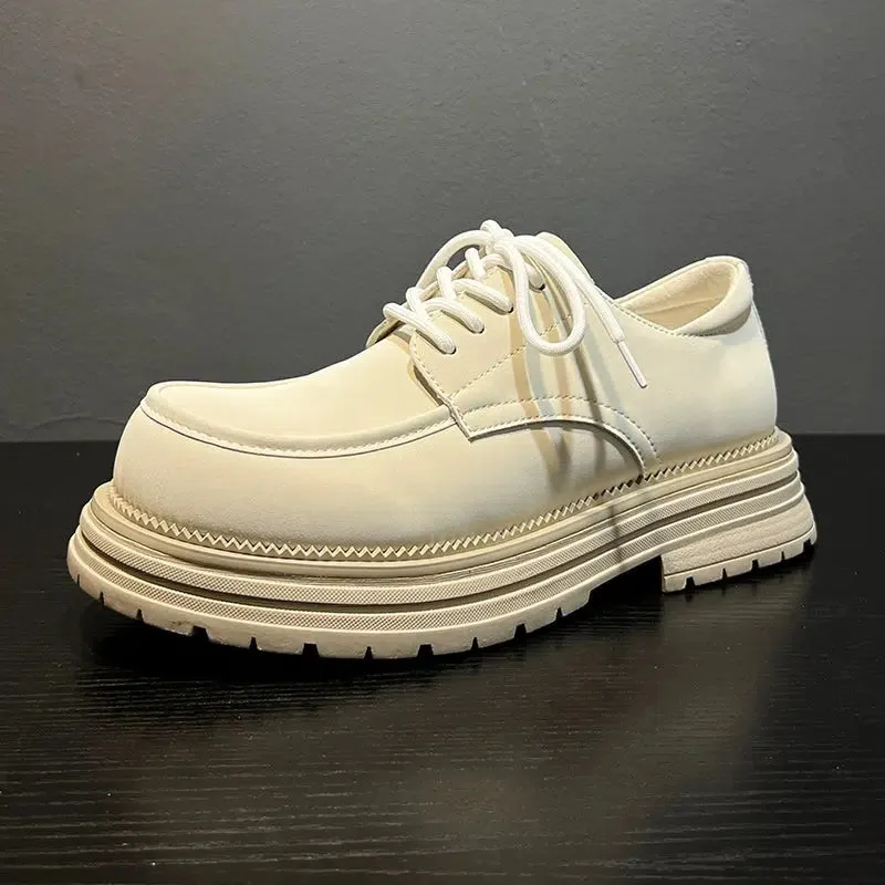 Leather Low-top Thick-soled Derby Shoes
