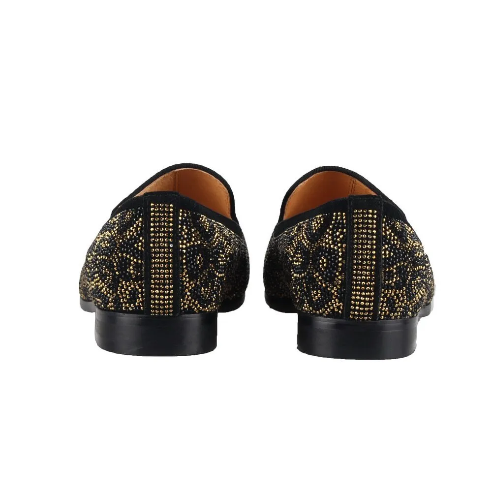Leopard Rhinestone Mens Flats Loafers shoes