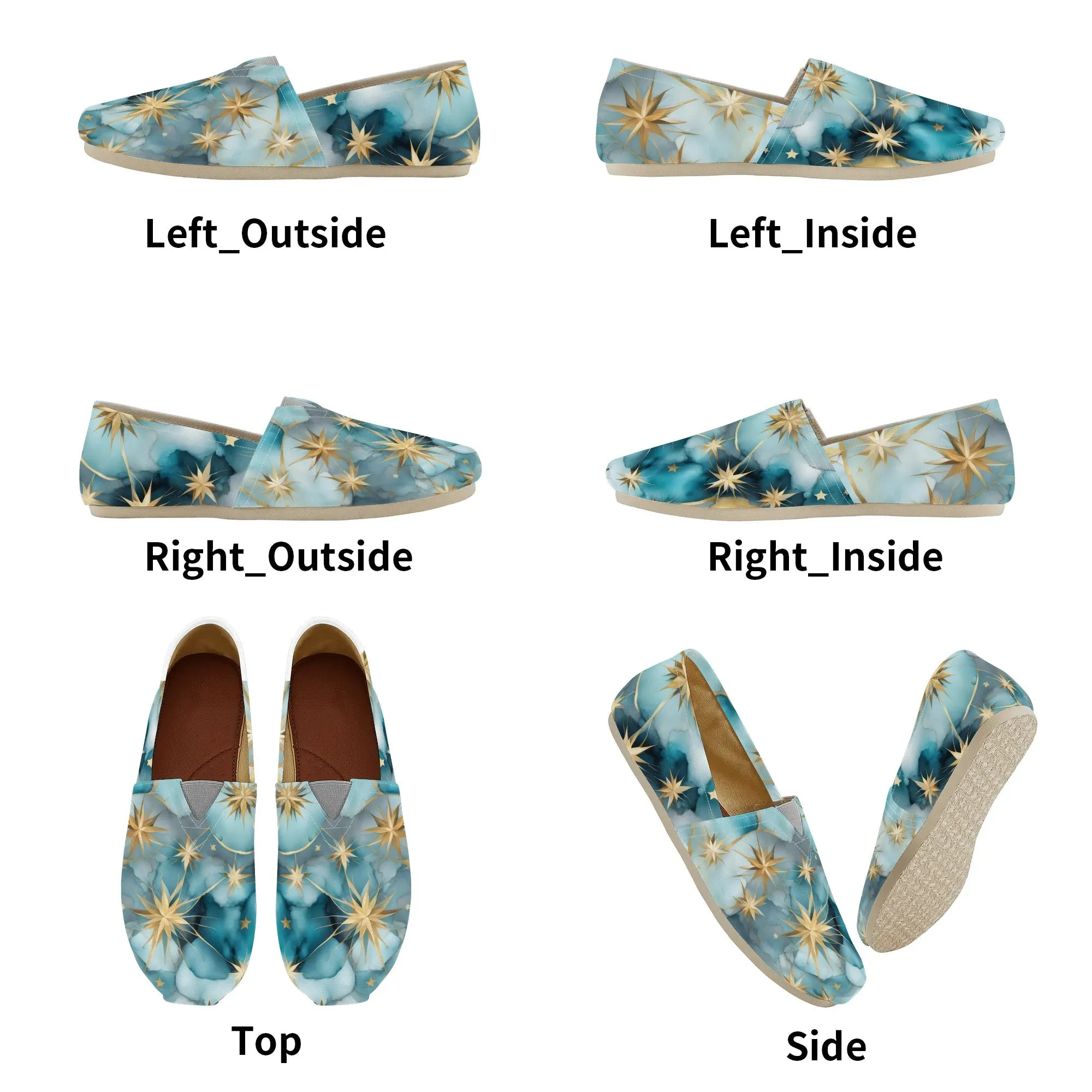 Light Turquoise Celestial Womens Casual Slip-On Shoes