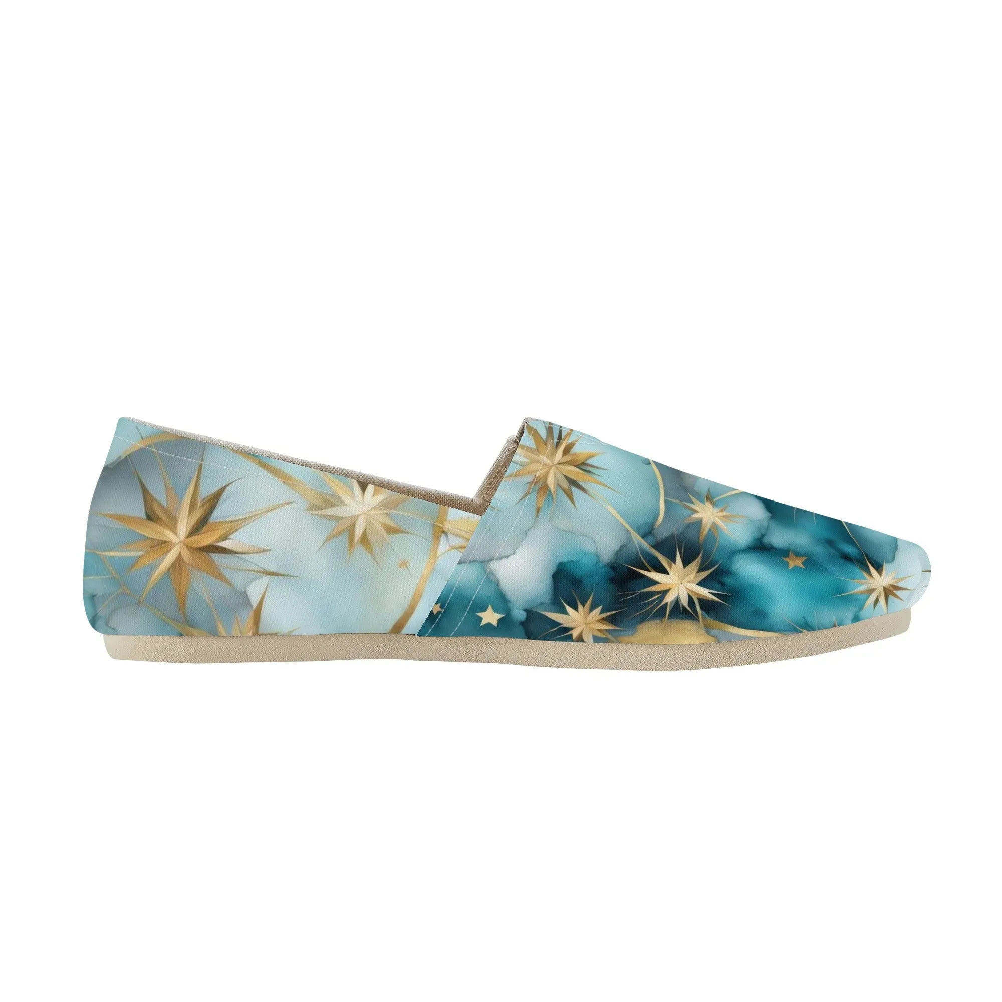 Light Turquoise Celestial Womens Casual Slip-On Shoes