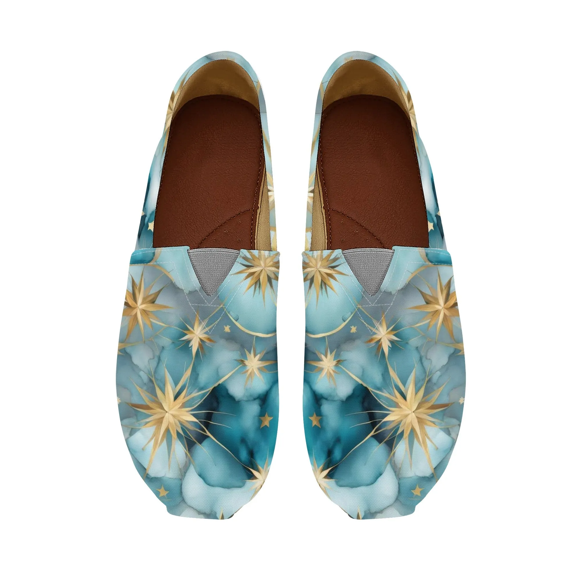 Light Turquoise Celestial Womens Casual Slip-On Shoes