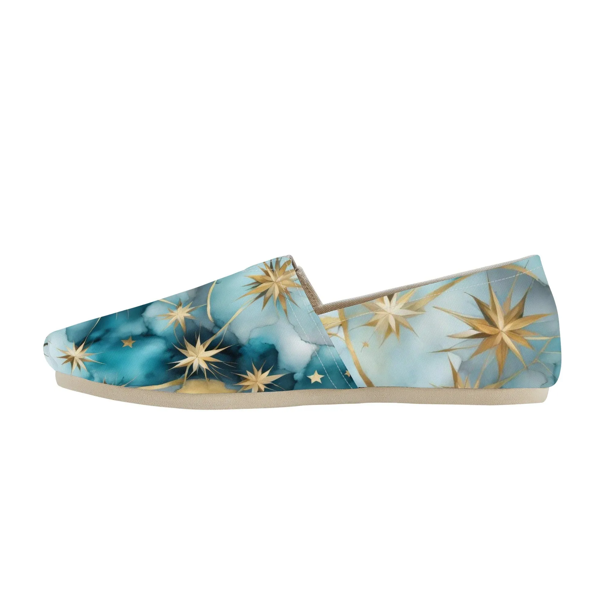 Light Turquoise Celestial Womens Casual Slip-On Shoes