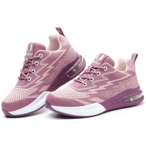 Lightweight Breathable Comfort Purple Knit Mesh Steel Toe Safety Shoes for Women