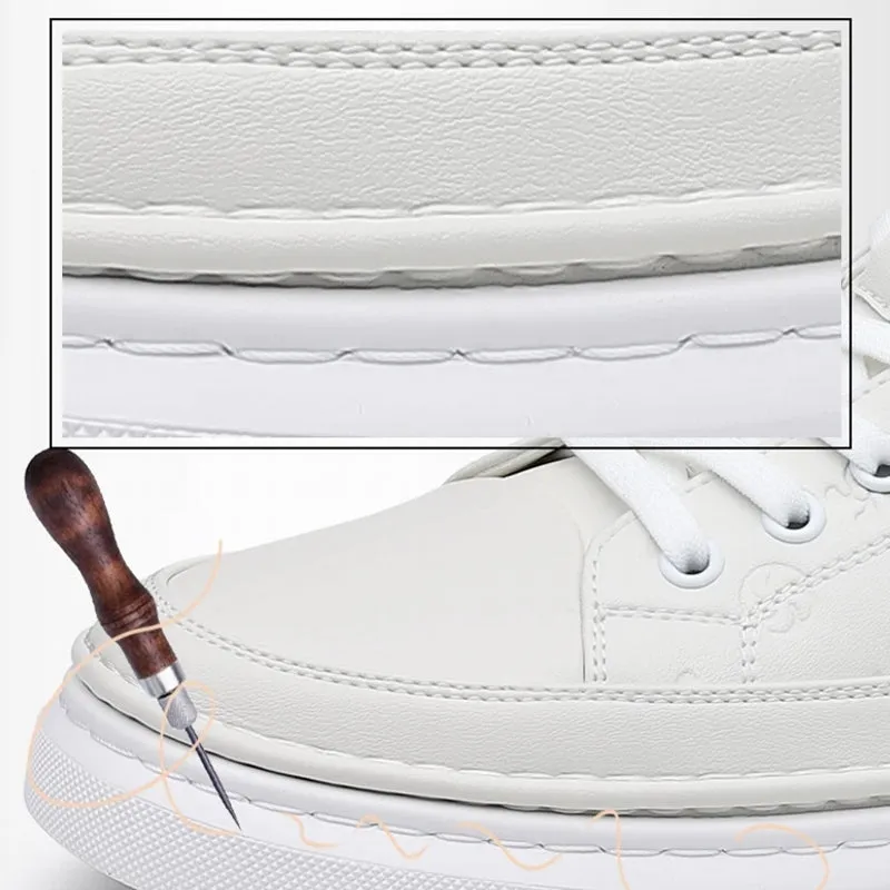 Loafers Taller Shoes White Soft Height Increase 5cm