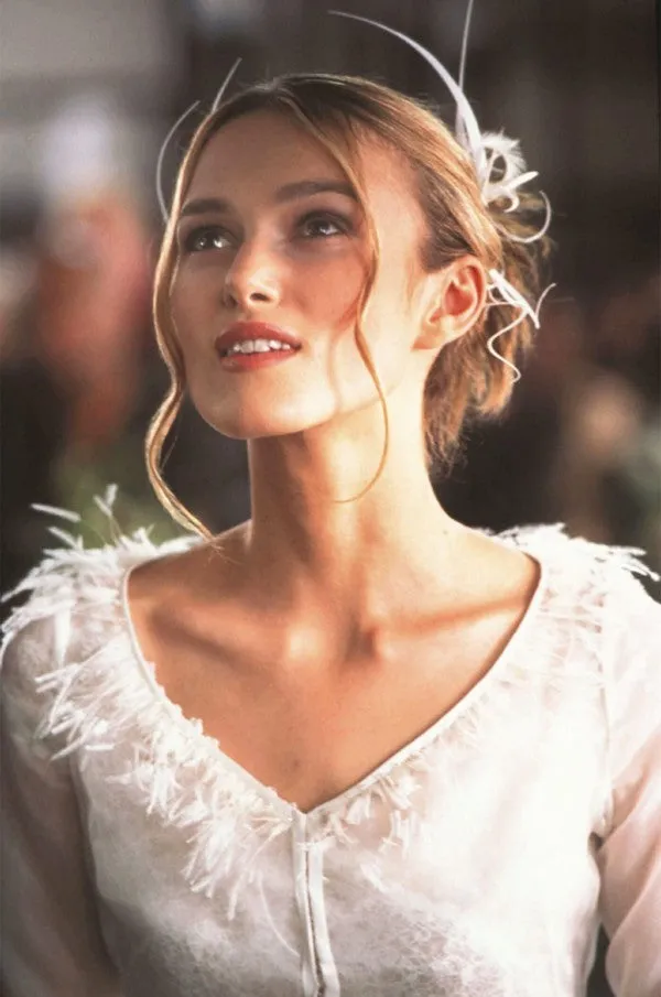 Long Sleeves Keira Knightley Dress Love Actually Best Movie Feather Prom Dress