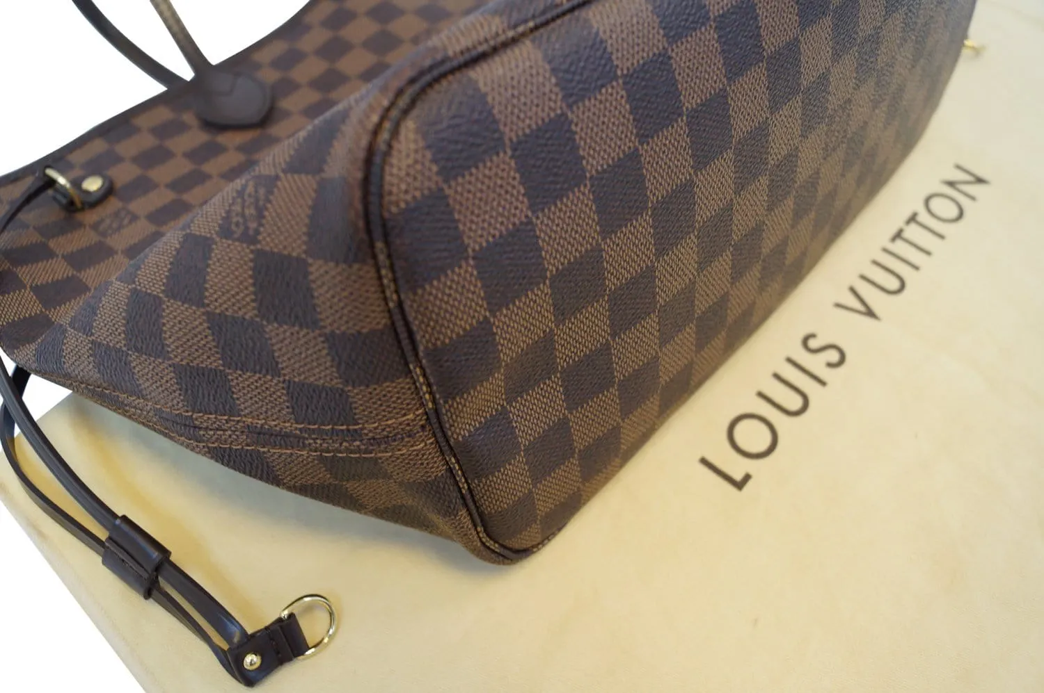 LOUIS VUITTON Neverfull MM Damier Ebene Pink Tote Bag