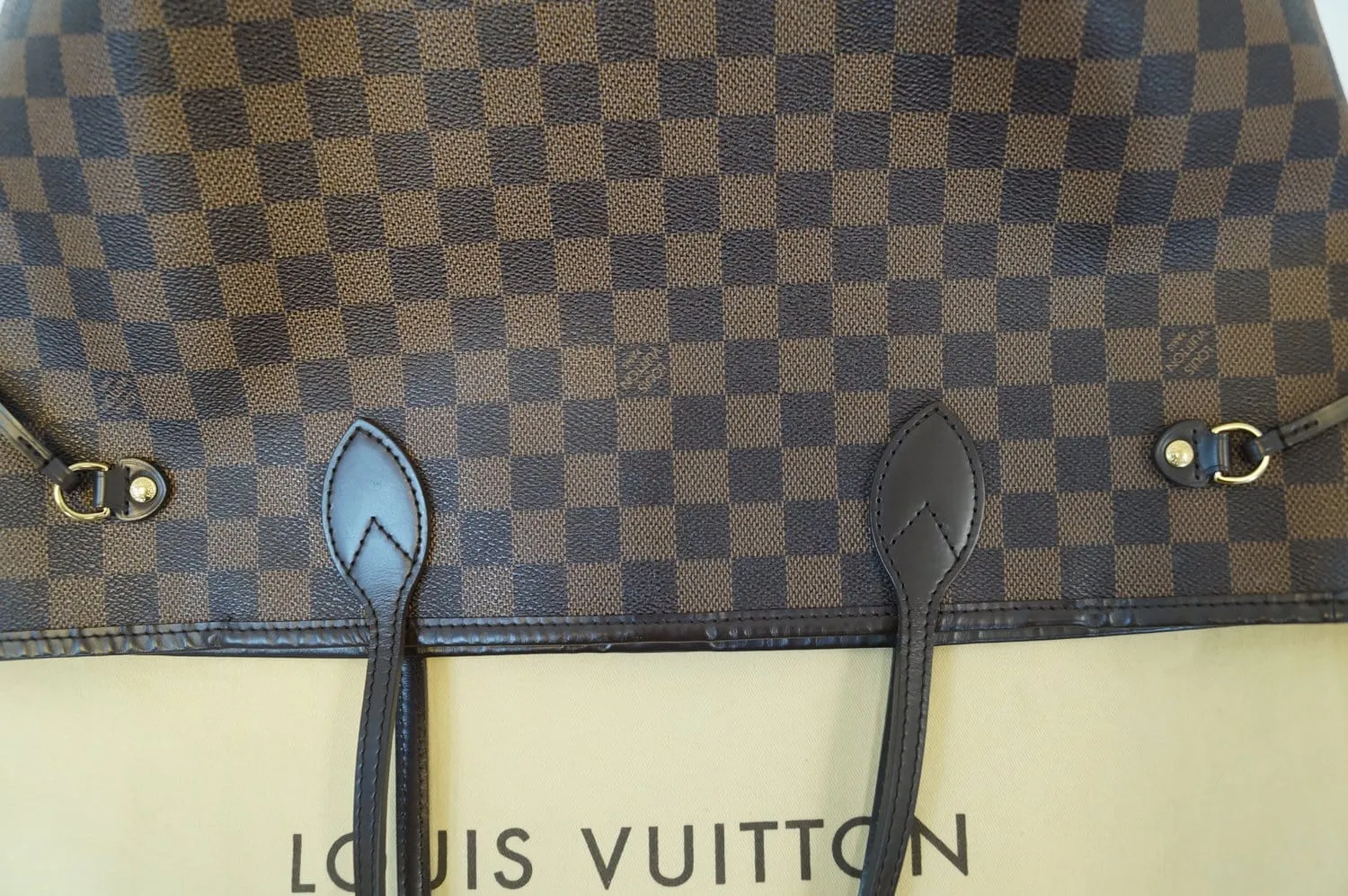 LOUIS VUITTON Neverfull MM Damier Ebene Pink Tote Bag