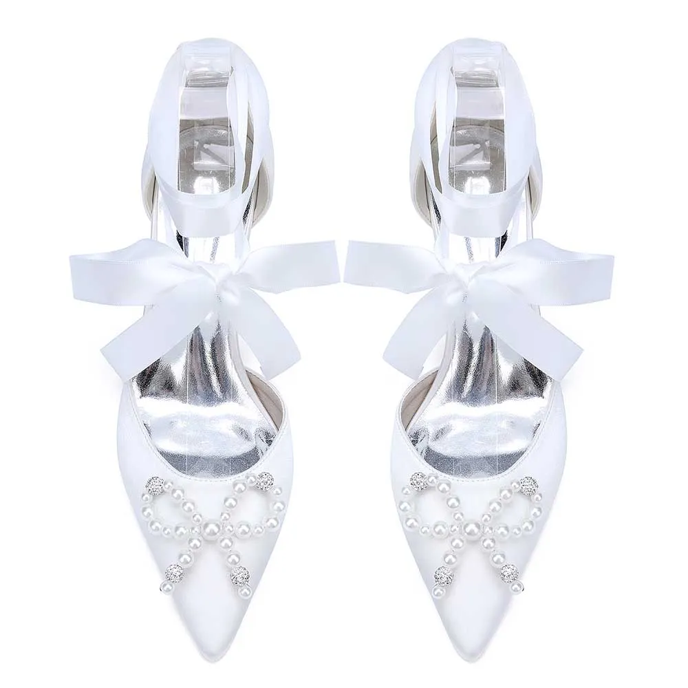 Low Heels Dress Hels Ankle Strap With Bow Tie Bridal Shoes Preals Prom Heels