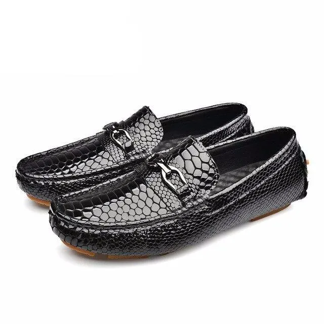 Luxury Crocodile Pattern Men Loafers Handmade Genuine Leather Shoes Red Flats Gommino Slip On Driving Shoes Mocasines