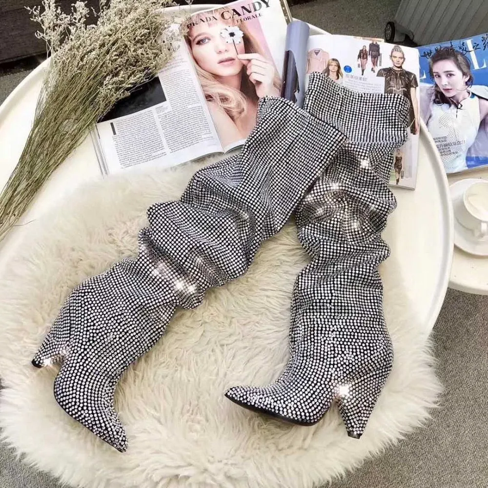 Luxury Crystal Woman High Boots