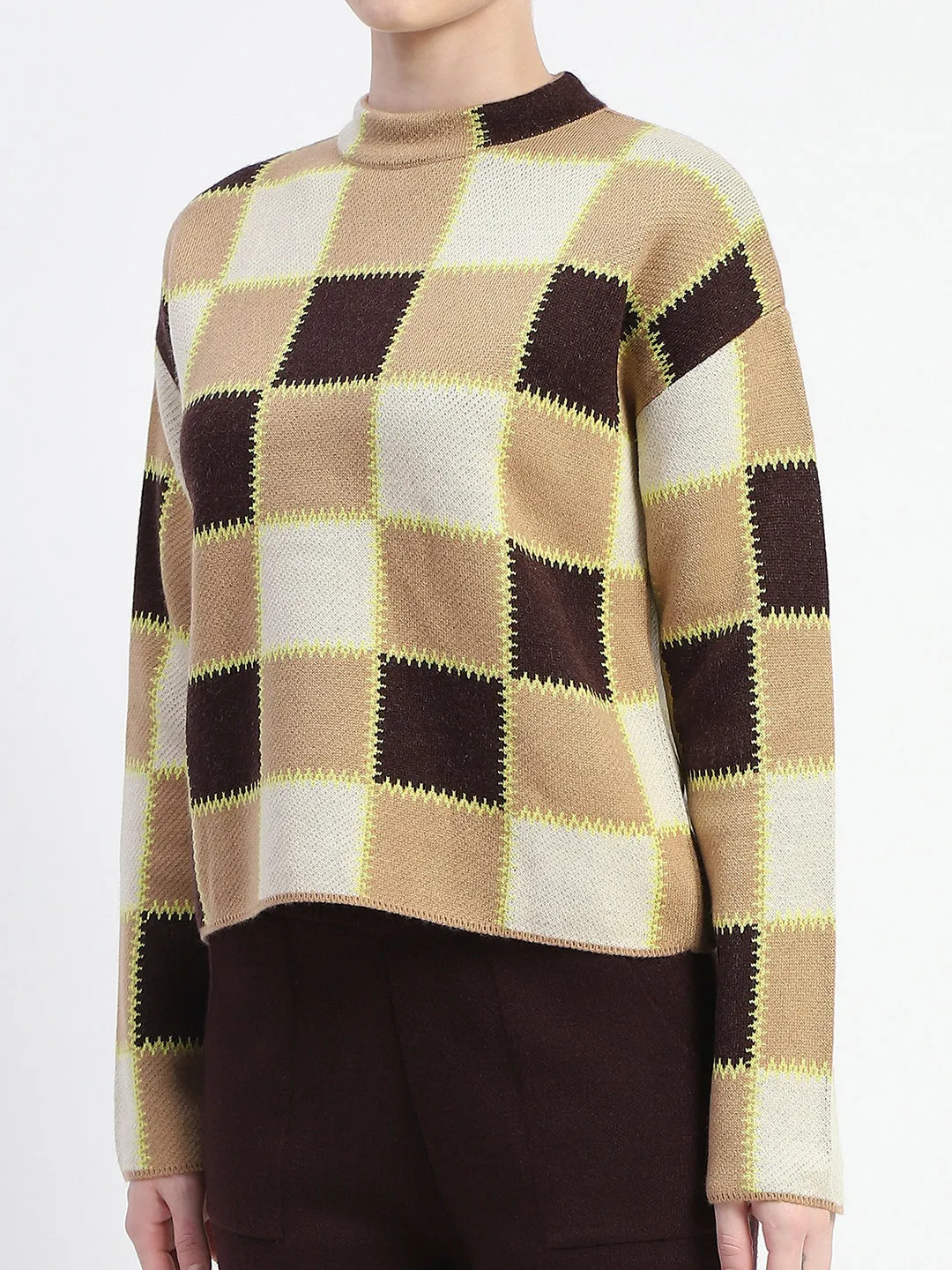 Madame Chocolate Brown Buffalo Plaid Top and Bottom Co-ord Set