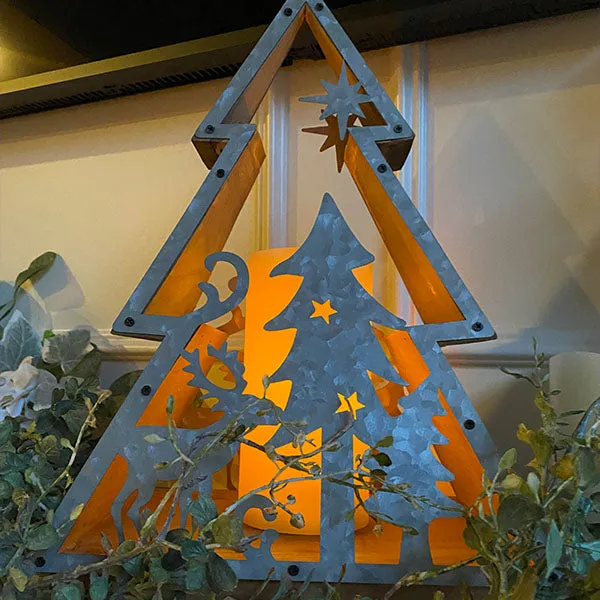 Magical Winter Forest Scene Candle Lantern