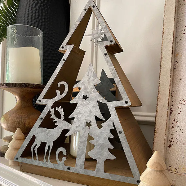 Magical Winter Forest Scene Candle Lantern