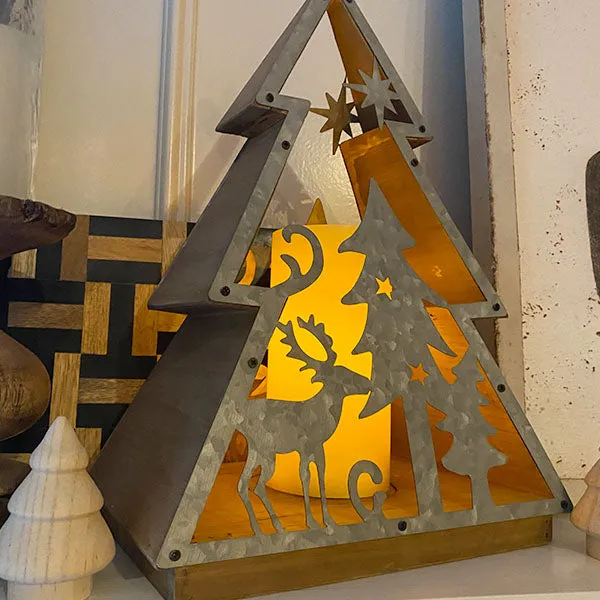 Magical Winter Forest Scene Candle Lantern