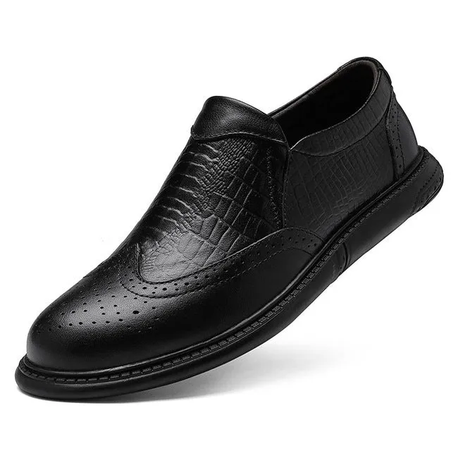 Man Shoes Genuine leather 2020 Spring Summer Male Loafers Casual Footwear Slipons clax Men's Leather Shoe Alligator