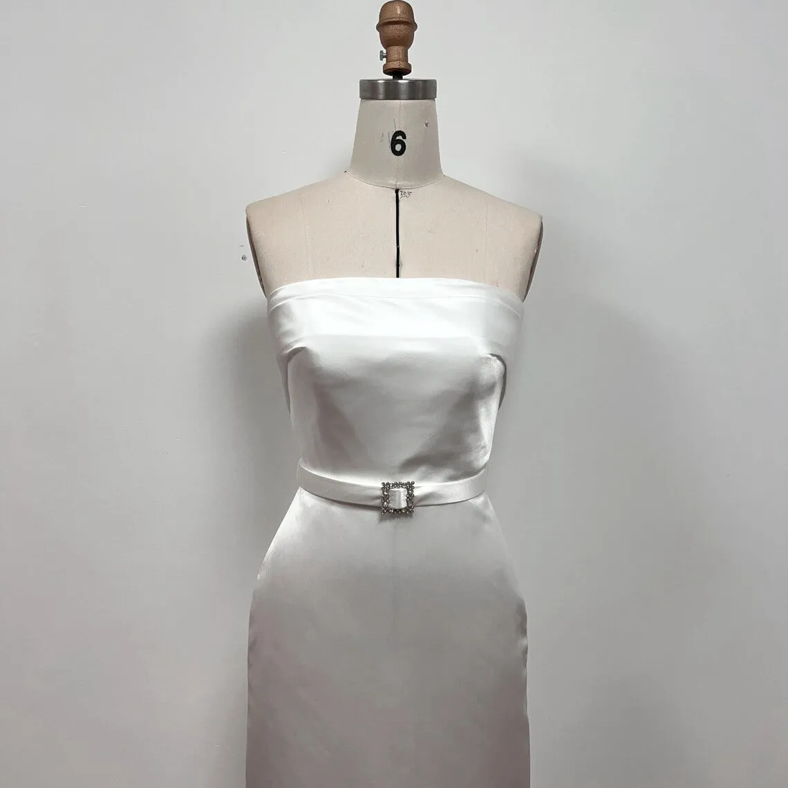 Marilyn 50s White Strapless Dress Satin Formal Evening Dress